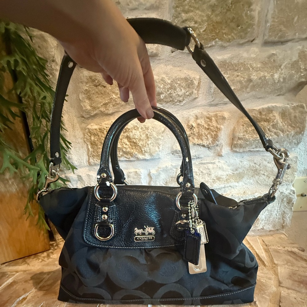 Coach Black Leather and Fabric Satchel